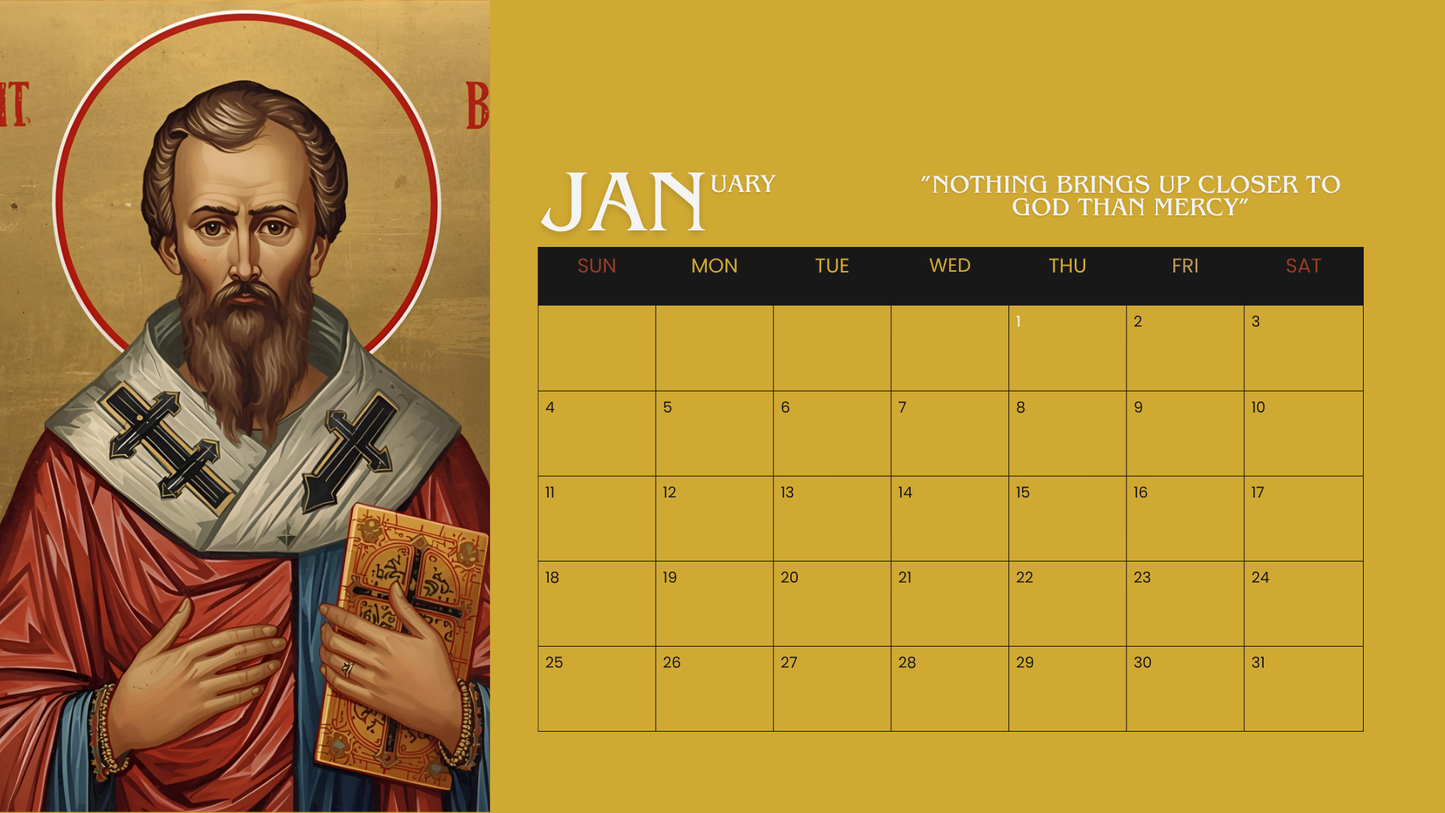 Digital Christian Calendar 2026 l Printable Wall Calendar l Religious Art l Instant Download l Icon Art Calendar 2026