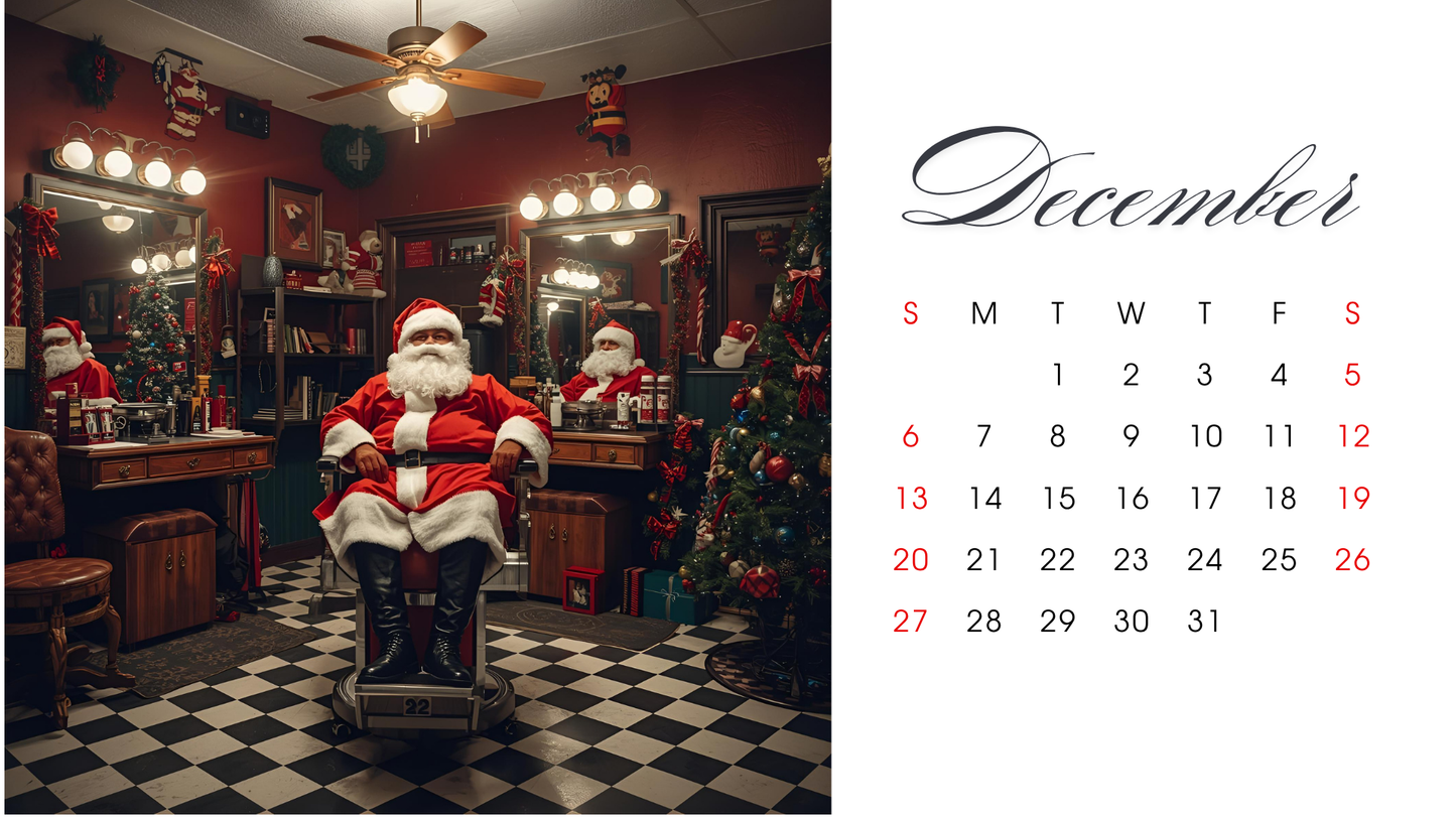 Modern Barbershop 2026 Printable Calendar l Minimal Barber WALL Art for Gentlemen & Professionals