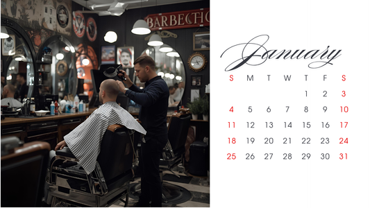 Modern Barbershop 2026 Printable Calendar l Minimal Barber WALL Art for Gentlemen & Professionals
