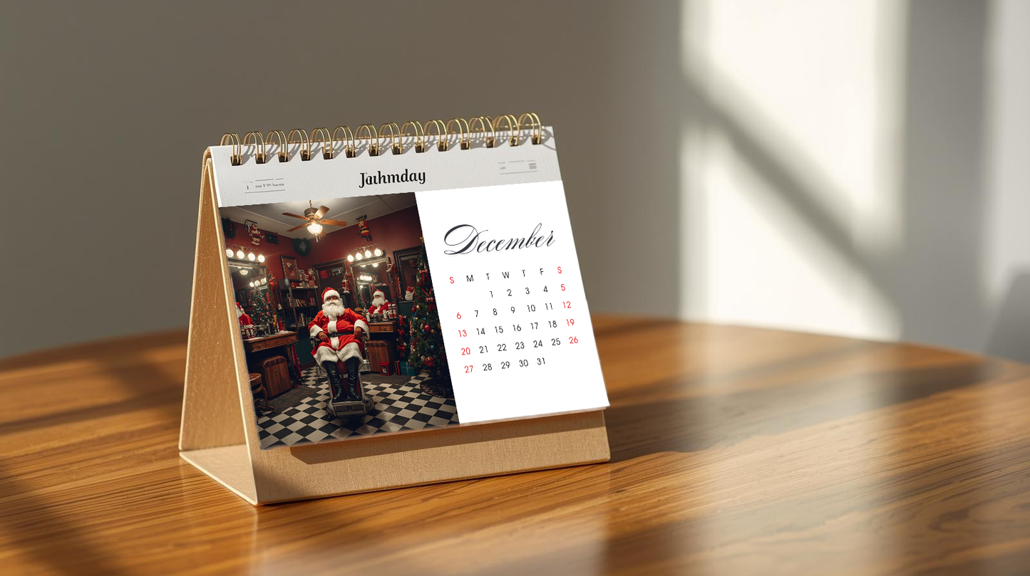 Modern Barbershop 2026 Printable Calendar l Minimal Barber WALL Art for Gentlemen & Professionals