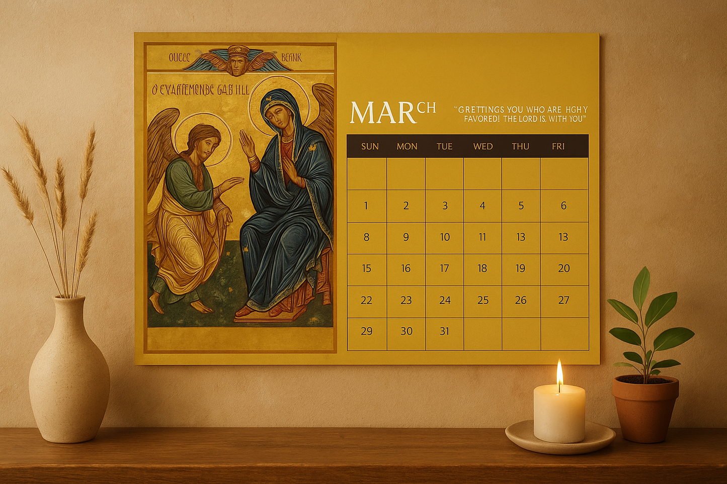Digital Christian Calendar 2026 l Printable Wall Calendar l Religious Art l Instant Download l Icon Art Calendar 2026